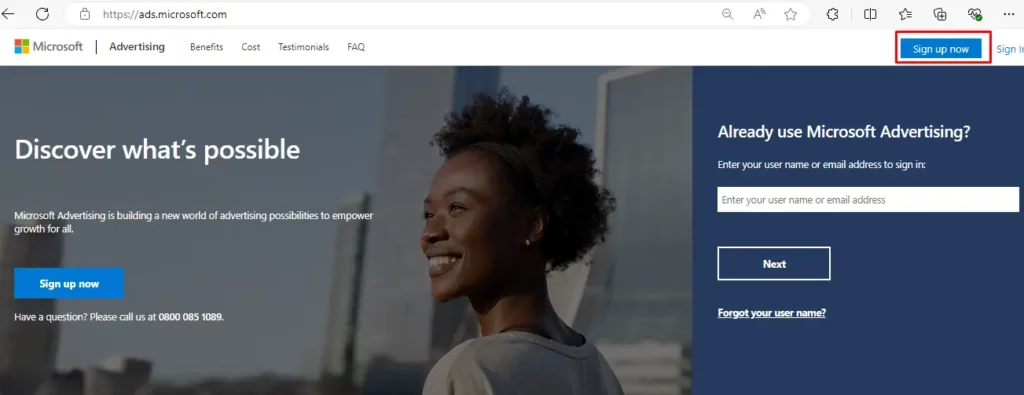 Microsoft Advertising Sign Up Now